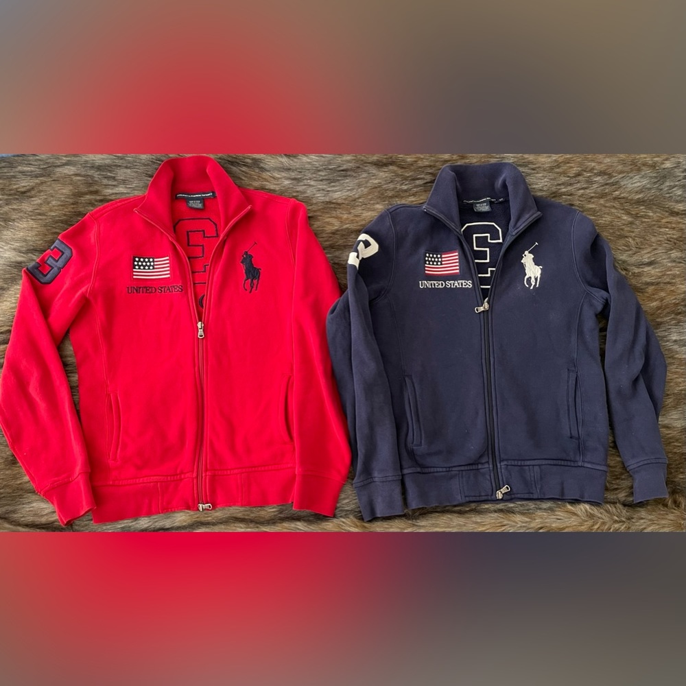 Vintage Polo Ralph Lauren Big Pony 3 United States Zipper Sweaters